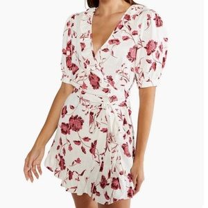Misa Los Angeles Thora Floral Ruffle Mini Wrap Dress Small